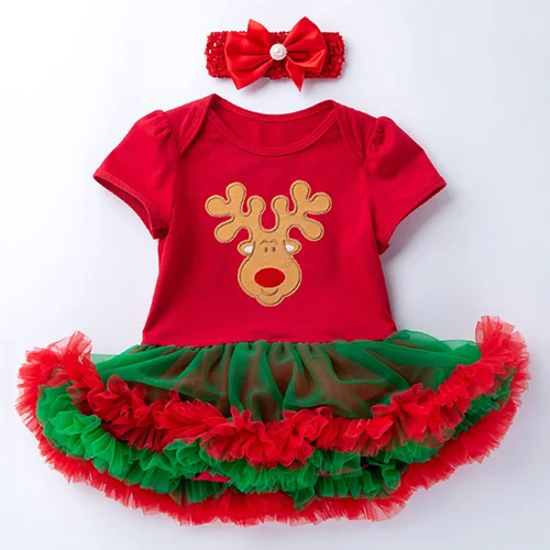 Hylidge/4 шт./компл., рождественские платья для маленьких девочек рождественское платье для маленьких девочек 0-2 лет, хлопковый комбинезон с длинными рукавами, Сетчатое платье - Цвет: NJ1673-3