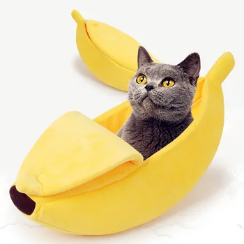 

Banana Pet Nest Cute Puppy House Kennel Soft Warm Cat Mat Winter Pet Warm Portable Durable S / M / L / XL
