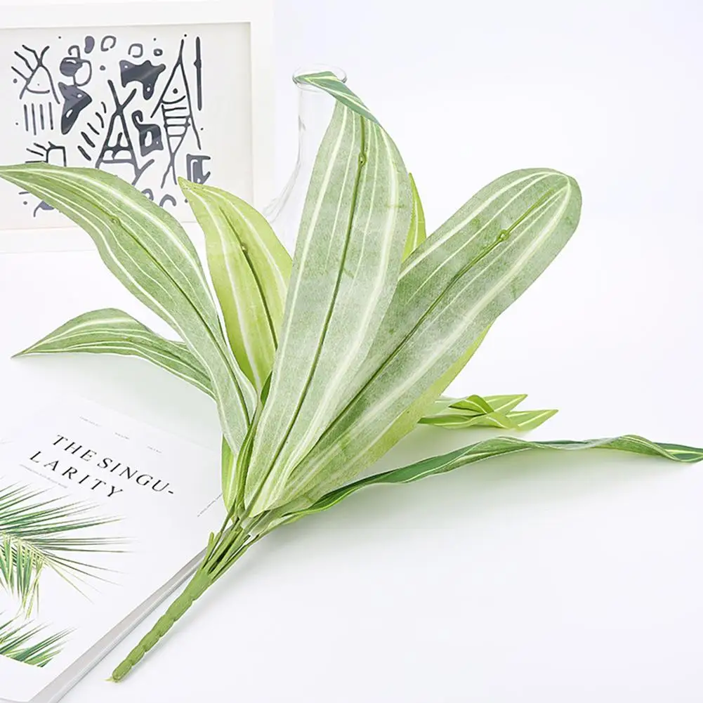 

realistic 1pc Bouquet Artificial Cloth Plant Leaf Green Brazil Leaves DIY Home Office Store Decor beautiful lifelike artificial