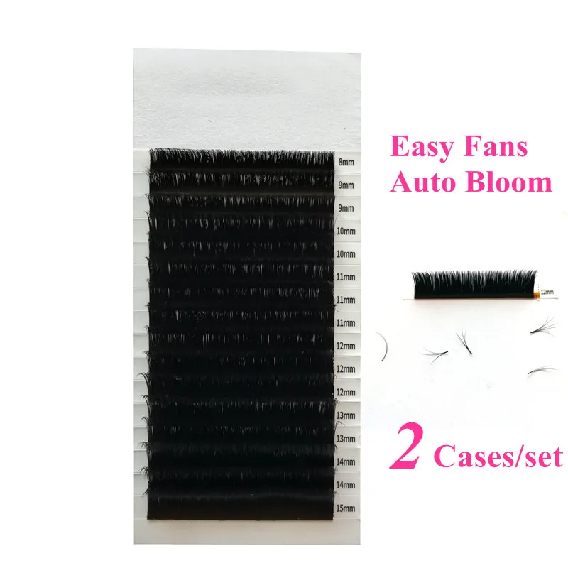 2 Casesset 8mm to 15mm Mixed Bloom Easy Self-making Fans Lashes Auto Mink Easy Fanning Eyelash Extensions Mink 3D Eyelashes (4)