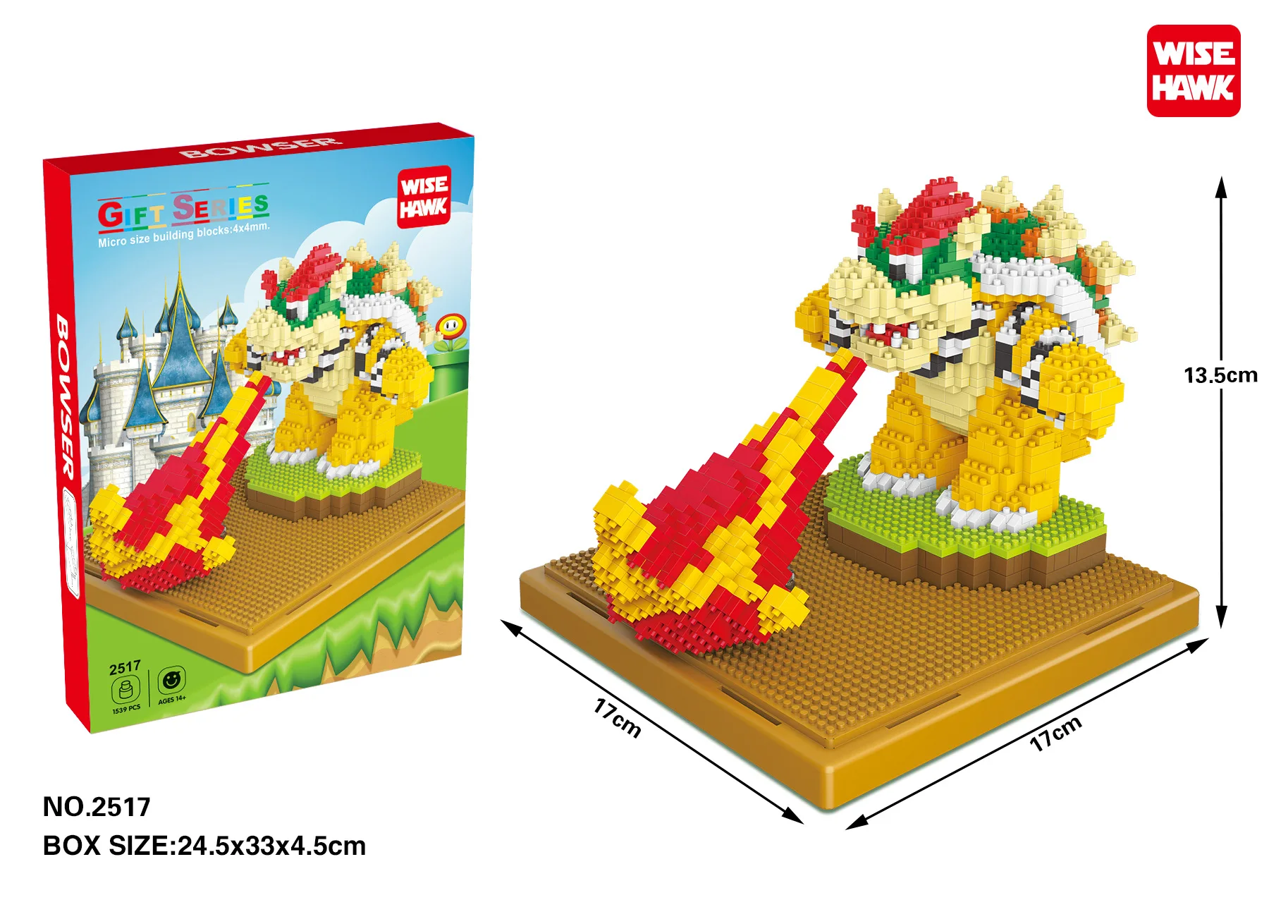 

Wise hawk Weagle Nanometer Micro Small Particles of Diamond Fight Inserted-Building Toy 2517 Bowser