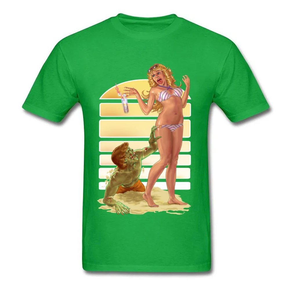 Day Of The Dead Beach Zombie Comic T Shirts Funny Picture Men's Cool Shirt Green Pin Up Sex Tshirt For Adult Ahegao | Мужская одежда