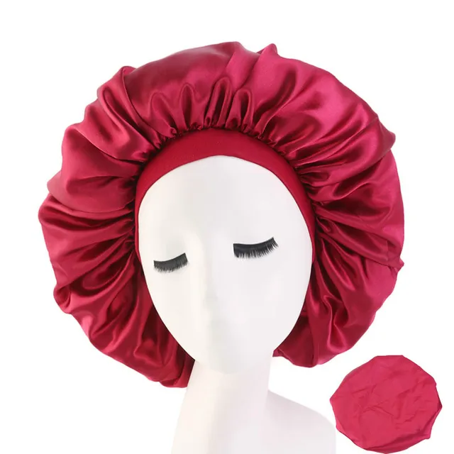 Large Print Satin Silky Bonnet Sleep Cap Width Elastic Band for Women Solid Color Head Wrap Lady Hair Accessories Wholesale style8