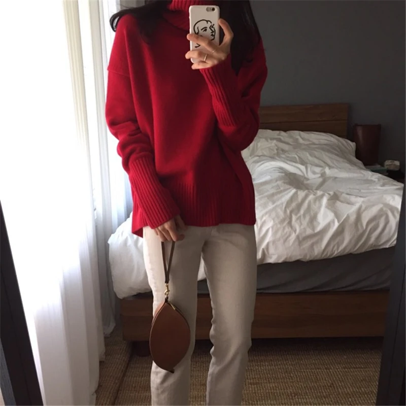 BGTEEVER Winter Turtleneck Long-sleeved Women Sweaters All-match Casual Warm Knitting Pullover Sweaters Female Knit Tops