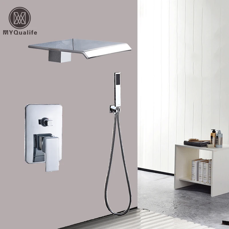 Plafond Gemonteerd Alle Messing Waterval Douchekraan Eengreeps Inbouw