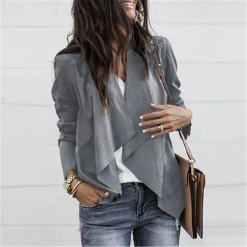 

Women Slim Blazers Autumn Suit Jacket Female Office Lady Suit None Button Irregular Notched Plus Size Blazer Coat Zevrez 3XL