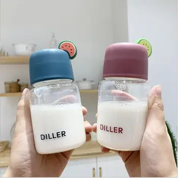 

ZOUNICH Glass Water Bottle Cover Bottle 250ML Vacuum flask Flamingo Pattern Thermal Mug Travel School Water Of Bottle