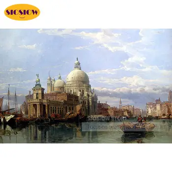 

5D Diamond Painting Full Round Seaside Scenery 3d Diamond Embroidery Cross Stitch Venice Palace Landscape Wall Decor Home Nordic