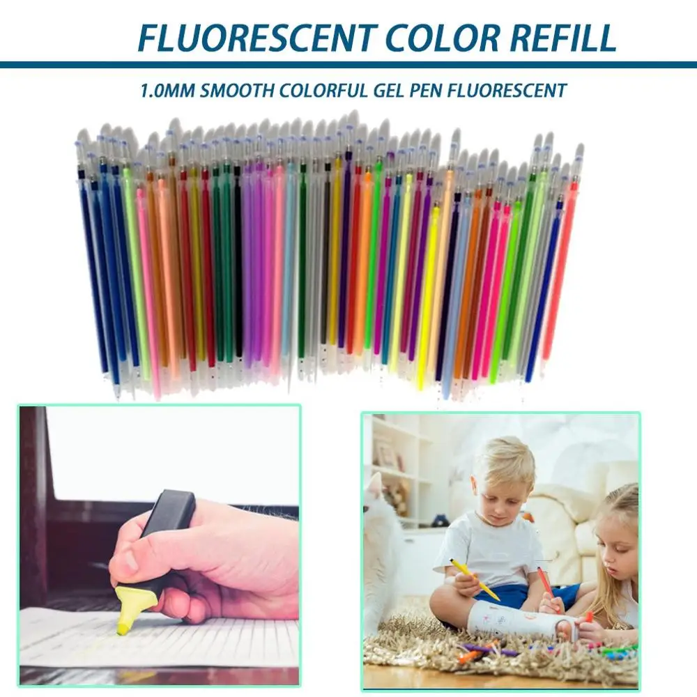 

1.0mm Colorful Gel Pen Fluorescent Refills Color Cartridge Flash Pen Smooth Ink Painting Graffiti Pens Student Stationery