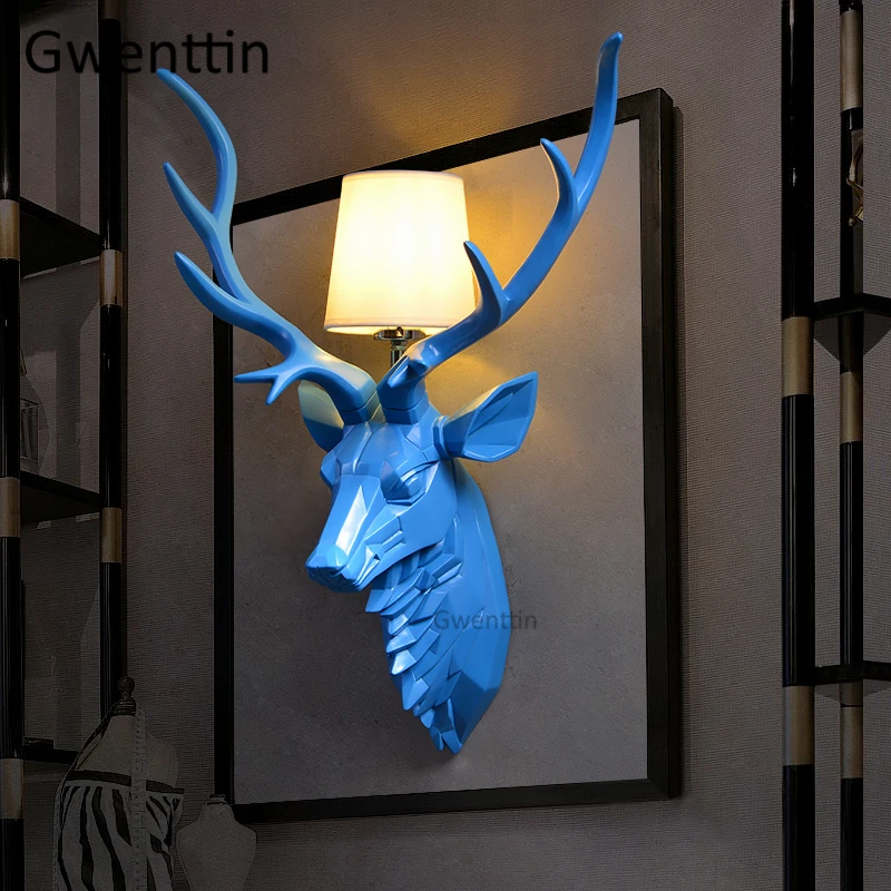

Modern Deer Antlers Wall Lamps Led Mirror Light Animal Wall Sconce for Bedroom Barthroom Retro Resin Fixtures Home Art Decor E27