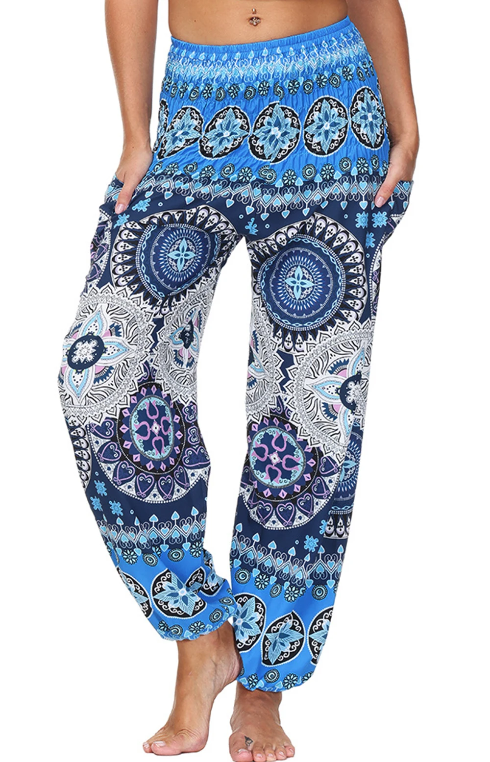 Women's Print Boho Loosed Yoga Pants Rayon Harem Hippie Palazzo Baggy Gypsy  Pants With 2Pockets|Yoga Pants| - AliExpress