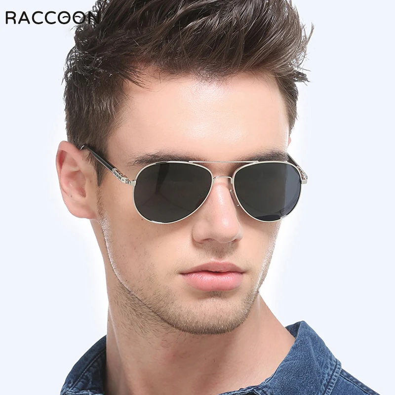 Gafas de sol polarizadas de estilo piloto para hombre, estilo aviador clásicas de lentes de sol, de Metal de tamaño, color negro, UV400|De los hombres de sol| - AliExpress