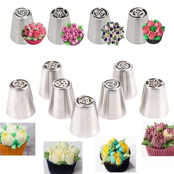 

7Pcs/Set Russian Pastry Nozzles Flower Icing Piping Cream Nozzles Tips 1Pcs Coupler Decorating Tips Set Cake Cupcake Decorator