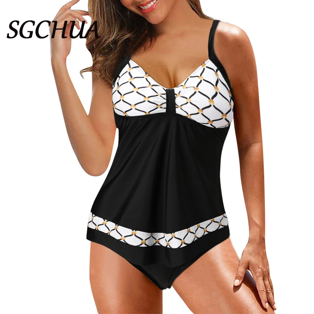 

Swimwear Women Black White Two Piece Bikini Set Push Up Tankini Swimsuit Women Paild Lace Biquini Plus Size 5xl Bathing Suit