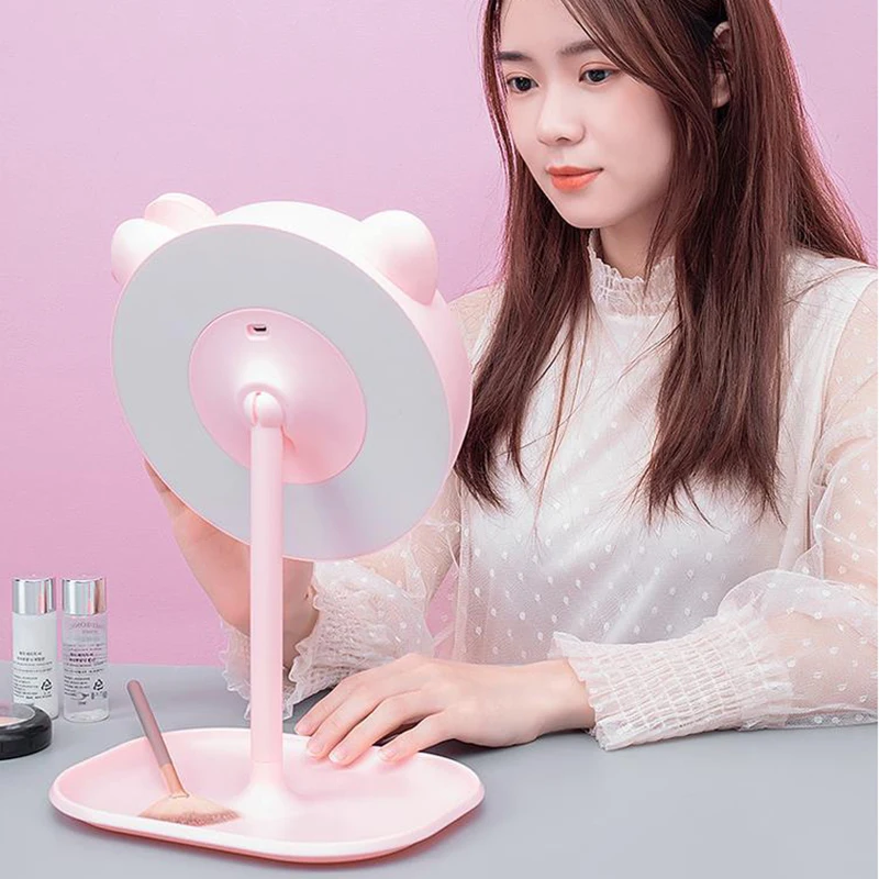 Многофункциональное зеркало для макияжа со светодиодной подсветкой настольная