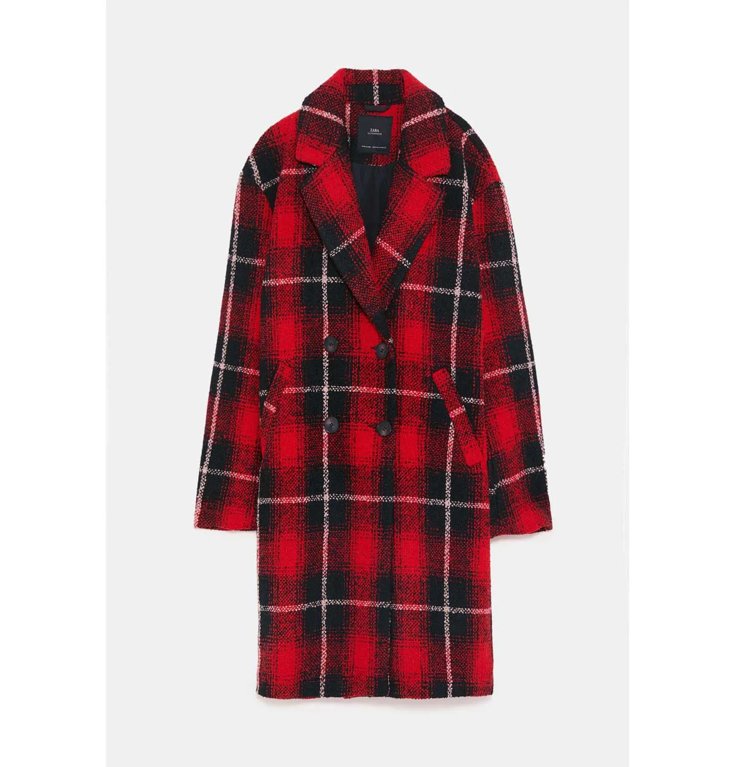 Офисное красное Женское пальто г. Осенне-зимнее Новое модное клетчатое пальто для девочек с отложным воротником элегантное свободное прямое Женское пальто