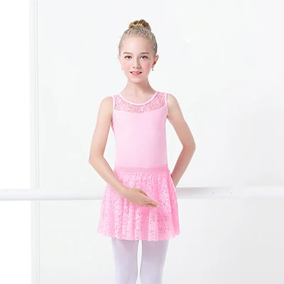 Pink Vest Новое платье для девочек Хлопковое кружевное балетное платье с открытой спиной трико удлиненный полурукав, цвет черный, темно-красный, розовый, лавандовый L XL XXL XXXL 4XL 5XL 6XL - Цвет: Pink Vest