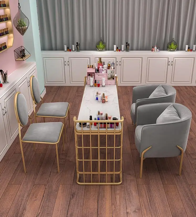 Nordic marble nail table shop decoration table and chair set single double people manicure manicure simple and moder