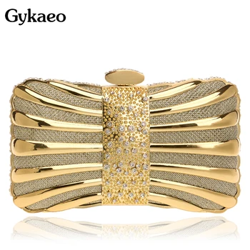 

Gykaeo European and American Style Ladies Metal Dinner Evening Clutch Bag Women Fashion Party Chains Shoulder Bags Sac A Main