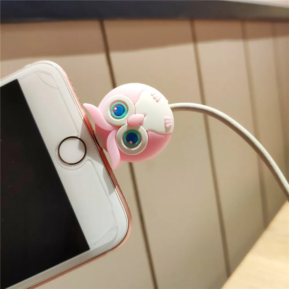 Белый Usb-кабель EGECD dibujos animados lindo протектор кабеля для iPhone 11 Pro4 4S 5 5S 6 6 plus 6 s 6 7 8 - Цвет: Белый