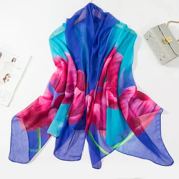 

New scarf female summer seaside sunscreen shawl scarf spring and autumn winter tulip printing chiffon scarf