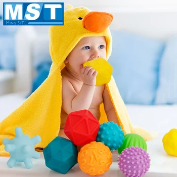 

Rubber Teether Balls Children's Soft Textured Ball Develop Baby Tactile Senses Toys Stress Training Massage Touch Ball