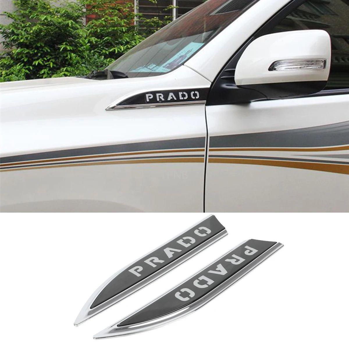 Хромированные наклейки на крыло автомобиля Toyota Land Cruiser Prado 150, 2010, 2011, 2014-2016, 2015, 2017, 2018, 2019, 2020, ABS, яркая полоса на кузов