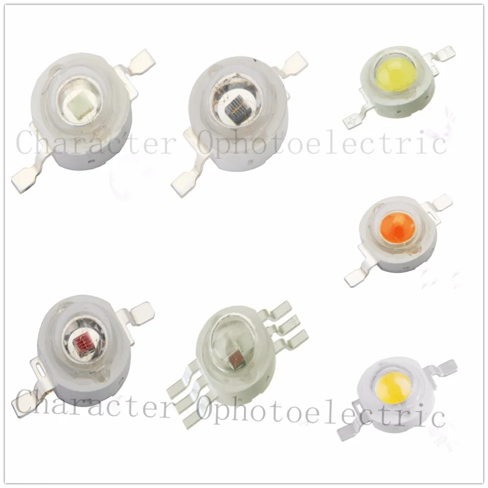 50pcs LED 1w 3w High Power Chip RGB Red Green Blue Yellow Cold White Nature Warm IR 850 940nm Light Source | Лампы и освещение