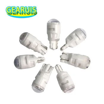 

100pcs T10 ceramics 3 SMD 2835 LED clear round lens Marker Lamp W5W 501 168 192 LED Auto Wedge Parking Bulb Car Styling 12V