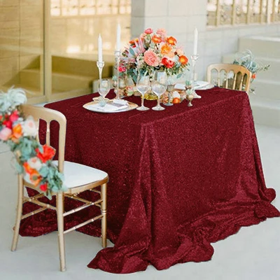 Wine red Блестящая скатерть с блестками, прямоугольная скатерть из розового золота/скатерть серебряного цвета для свадебной вечеринки, Декор для дома, разные цвета/размеры - Цвет: Wine red
