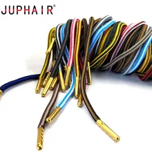 JUPHAIR спортивные круглые шнурки золотые металлические наконечники двухцветные полосатые Нескользящие уличные походные кроссовки шнурки для обуви