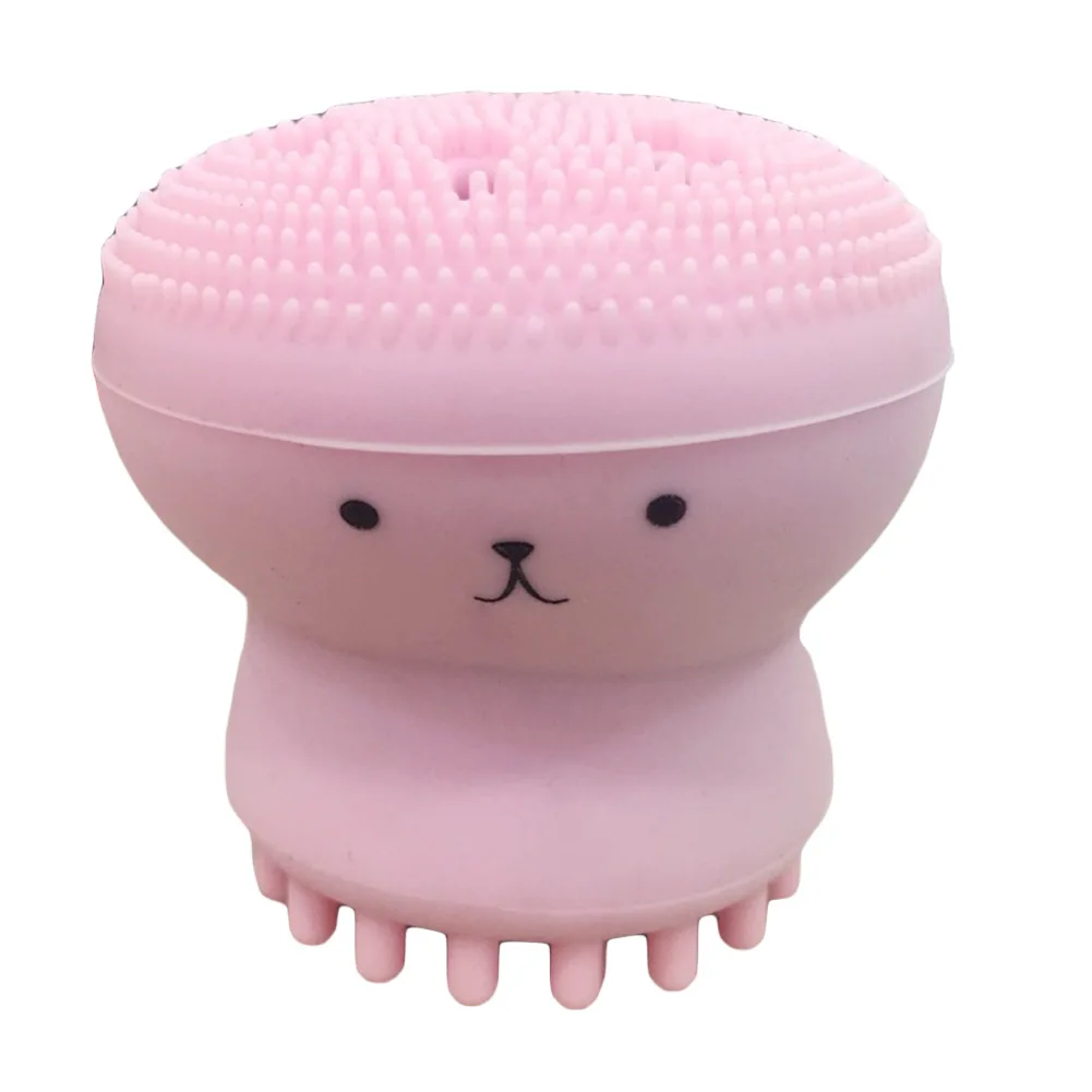 Мультяшная маленькая форма медузы, очищающая щетка для лица, очищающая силиконовая пуховая щетка для лица 6*9 см, моющаяся щетка для лица, Прямая поставка