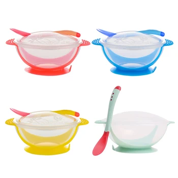 

Fashion Baby Feeding Bowl Dishes Temperature Sensing Baby Suctio Sensing Baby Suction Cup Bowl Training Bowl Spoon Tableware Set