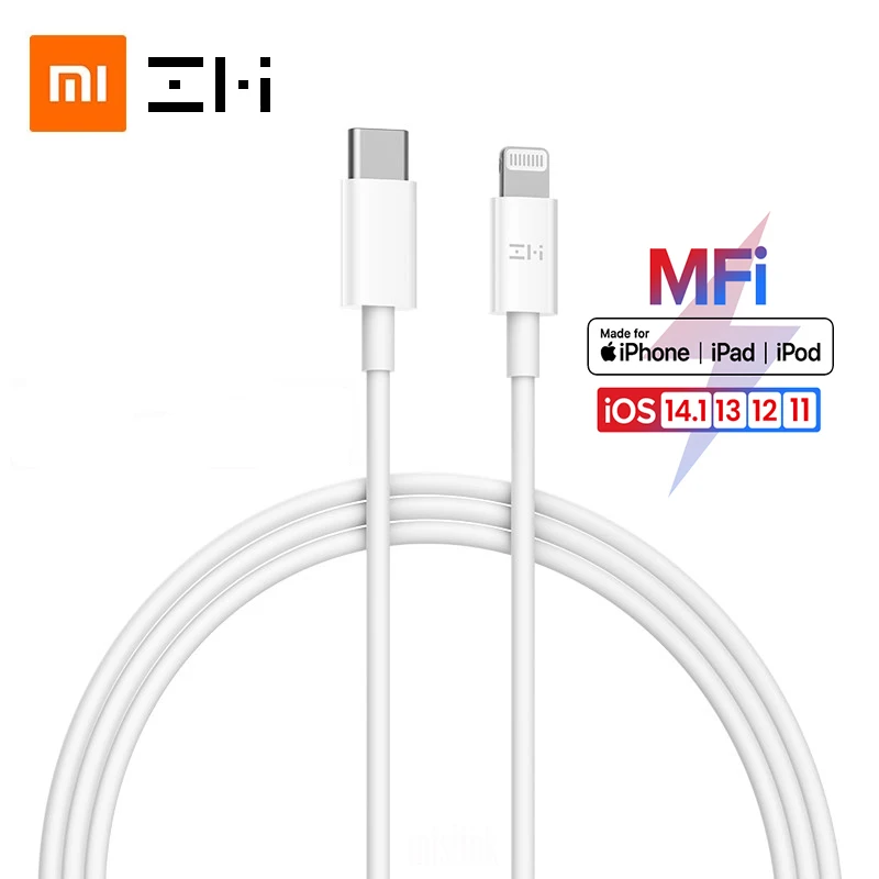 Сертифицированный зарядный кабель ZMI MFI с usb c на lightning 0 3 м 1 быстрое зарядное