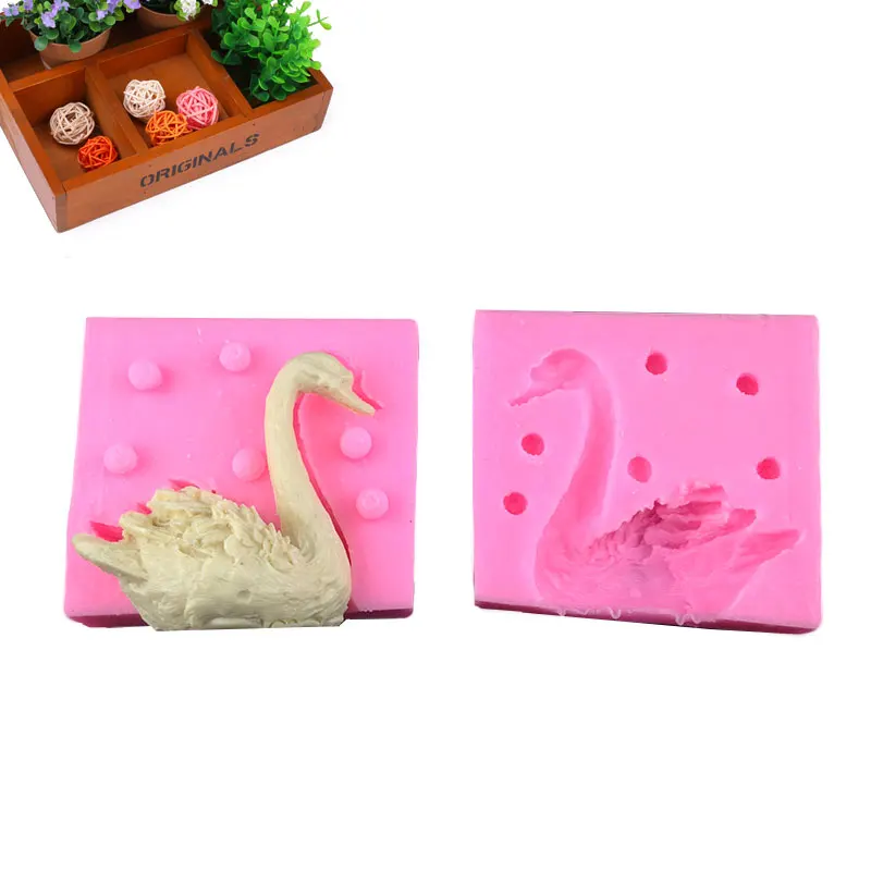 2Pcs 3D Swan Baking Tool Moulds Chocolate Cupcake Bakeware Biscuit Home Pink