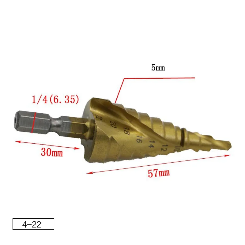 4-20 мм шаг конус сверло из стали HSS 4241 сталь титан Отверстие Резак Прочный шестигранный хвостовик