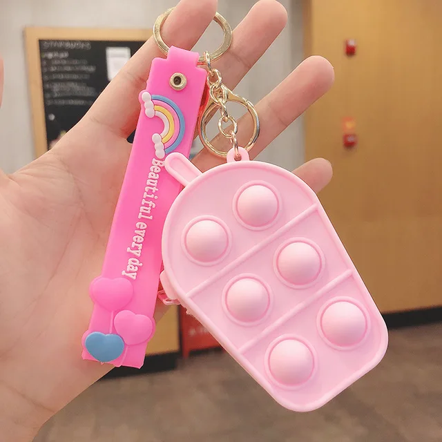 New Popit Mini Money Wallet Fingertip Toys Push Bubble Popite Pendant Bag Hot Sale Adult Decompression Toys Children Anti-Stress ice cream 04