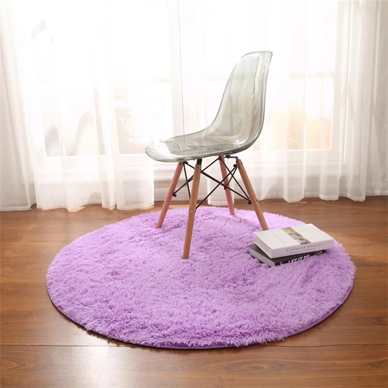 Пушистый круглый ковер ковры для гостиной Нескользящие круглые напольные коврики для спальни мохнатый ковер белый