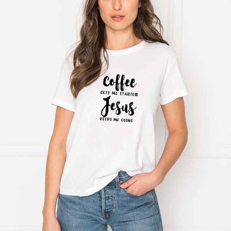 Женская хлопковая Футболка Coffee Gets Me белая свободная футболка с коротким рукавом