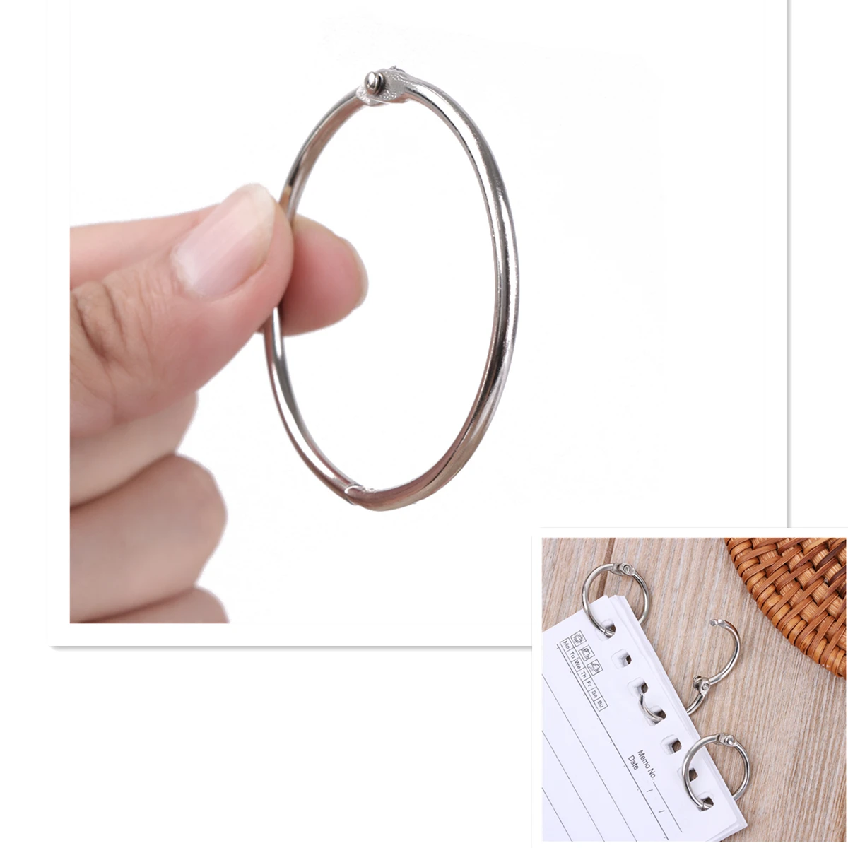 

10PC Metal Loose Leaf Book Binder Hinged Hoop Rings Scrapbook Clips Multifunctional Keychain Circle DIY Album Craft Supplies