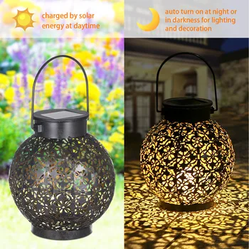

Tomshine Outdoor Solar Lantern Light Hollowed-out Design Decorative Metal Hanging LED solar light IP44 solar garden light