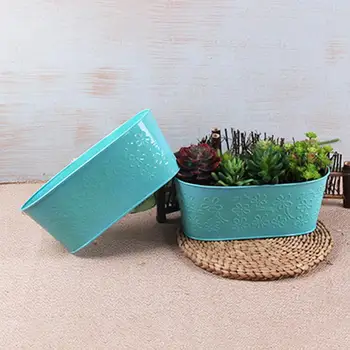 

1PCS Metal Oval Shape Plant Flower Pot Garden Planter Bucket Storage Basket Container Home Desktop Flower Pots Dropship