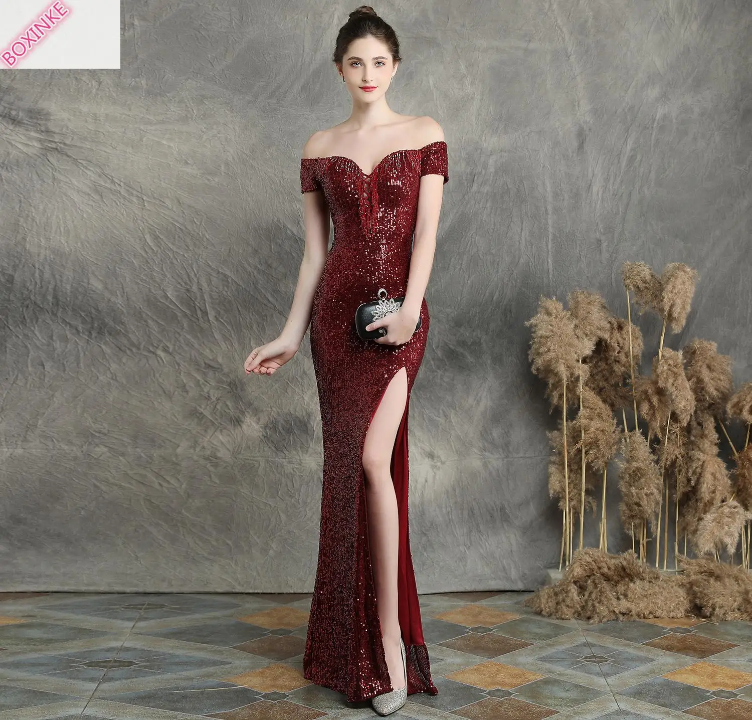 Хлопок полиэстер vestidos mujer это ручная переводка ногтей бисера Салют сексуальное длинное платье элегантные платья рыбий хвост для банкета