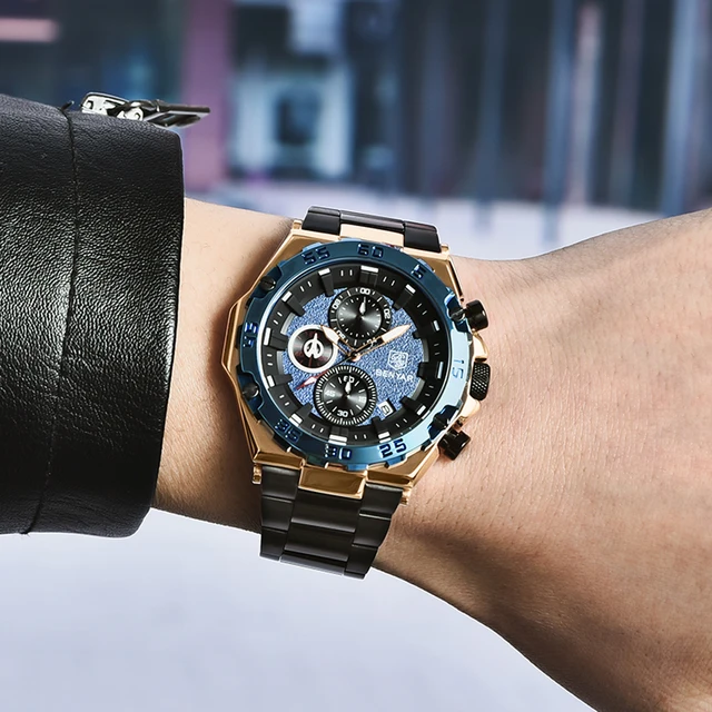 BENYAR Men's Watches 2021 New Top Luxury Chronograph Quartz Watch Men Sport Military Waterproof Gold Fashion Relogio Masculino 2