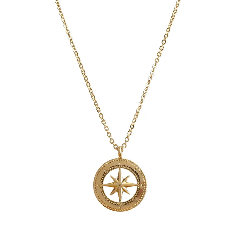 

Gold Star Coin Necklace Personality Trend Simple Retro Sweater Chain Female Design Necklace For Women Dress