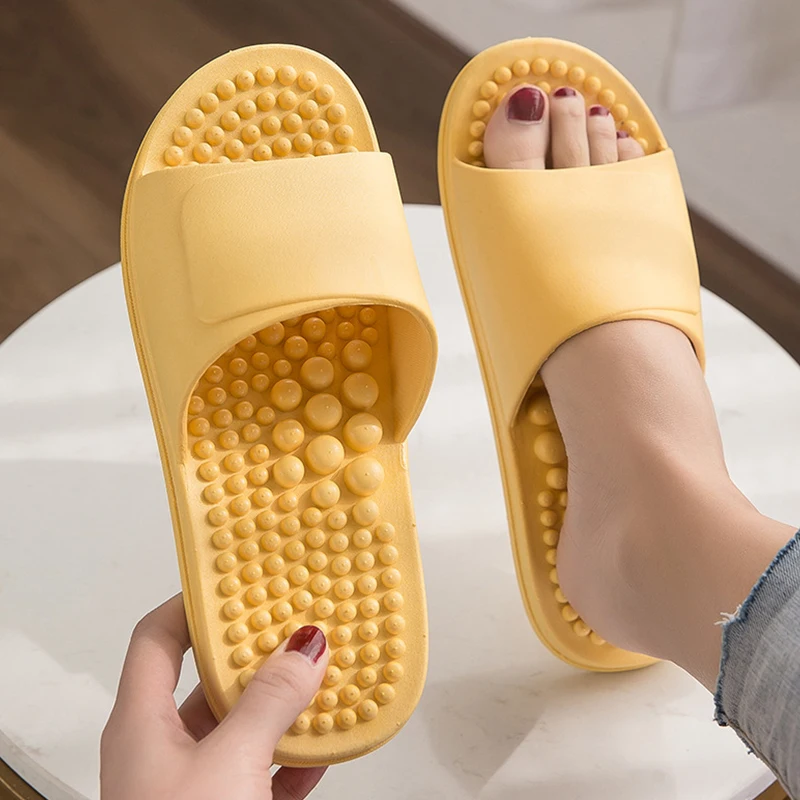 Massage Bathroom Slippers Woman Acupoint Indoor Solid Soft Casual Slippers Summer Nonslip Unisex Flip Flop Shower Shoe