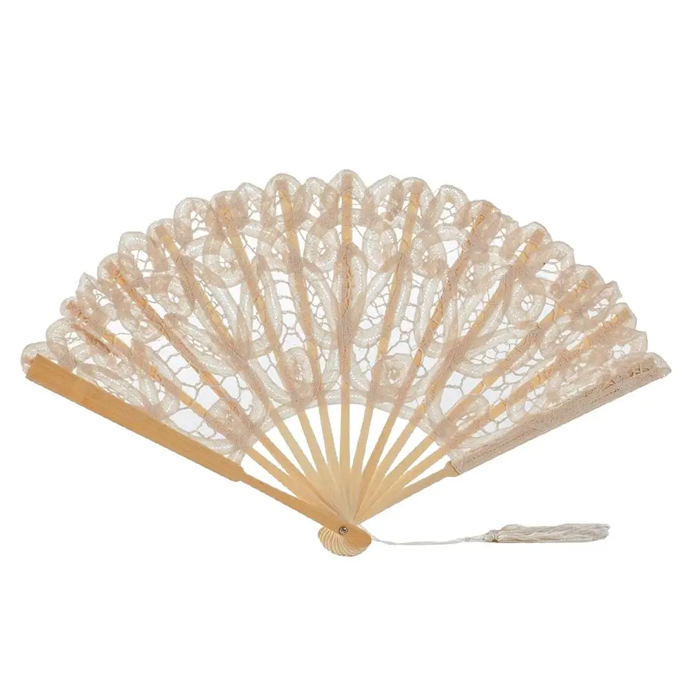 

Handmade Bamboo Ribs Embriodery Spanish Hand Lace Fan Bride Wedding Battenburg Lace Fan #W0