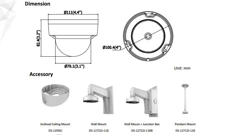 Hikvision 8MP POE ip-камера DS-2CD2185FWD-I наружная 4K Сетевая купольная камера видеонаблюдения 30 м IR H.265