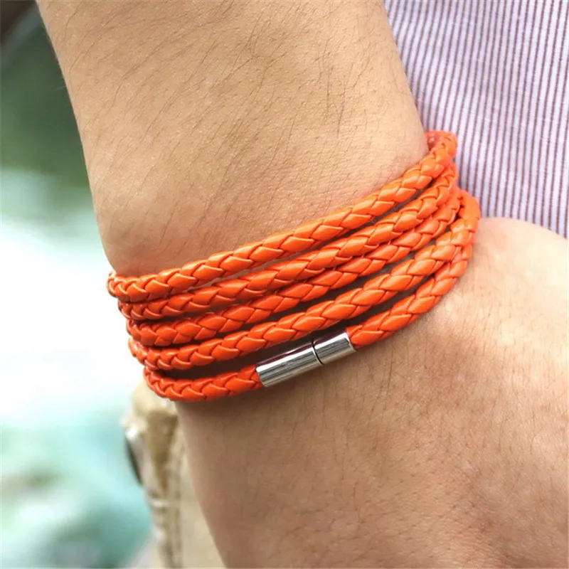 

2019 New Simple Leather Bracelets For Men Women Popular Bangle Handmade Wave Multi-layer Charm Bracelets Brown Pulseras