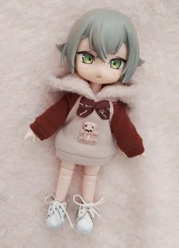 

size: ob11 style is loose Only one long hooded sweater Open back The hat can take the entire head, suitable for ba